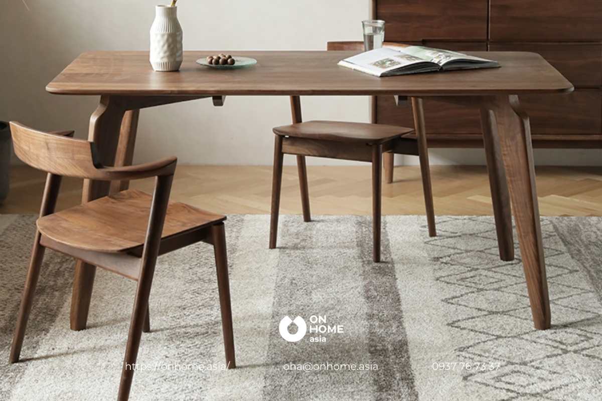Bàn ăn gỗ Óc Chó đơn giản, hiện đại