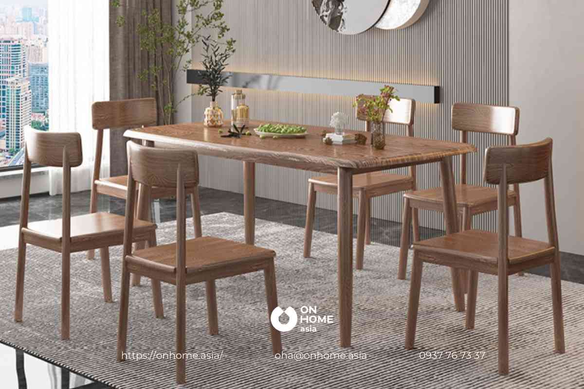 Bàn ghế ăn gỗ Óc Chó 6 ghế đẹp, hiện đại