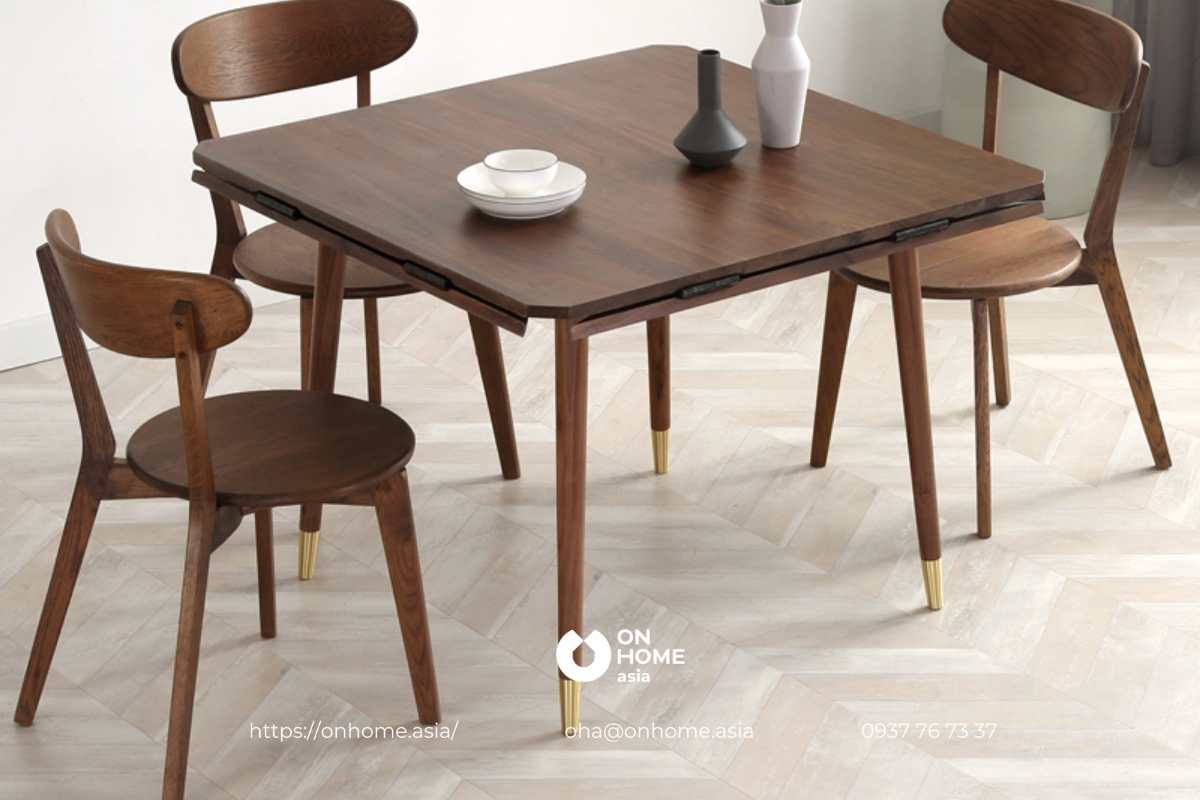 Bàn ghế ăn gỗ Óc Chó thiết kế thông minh