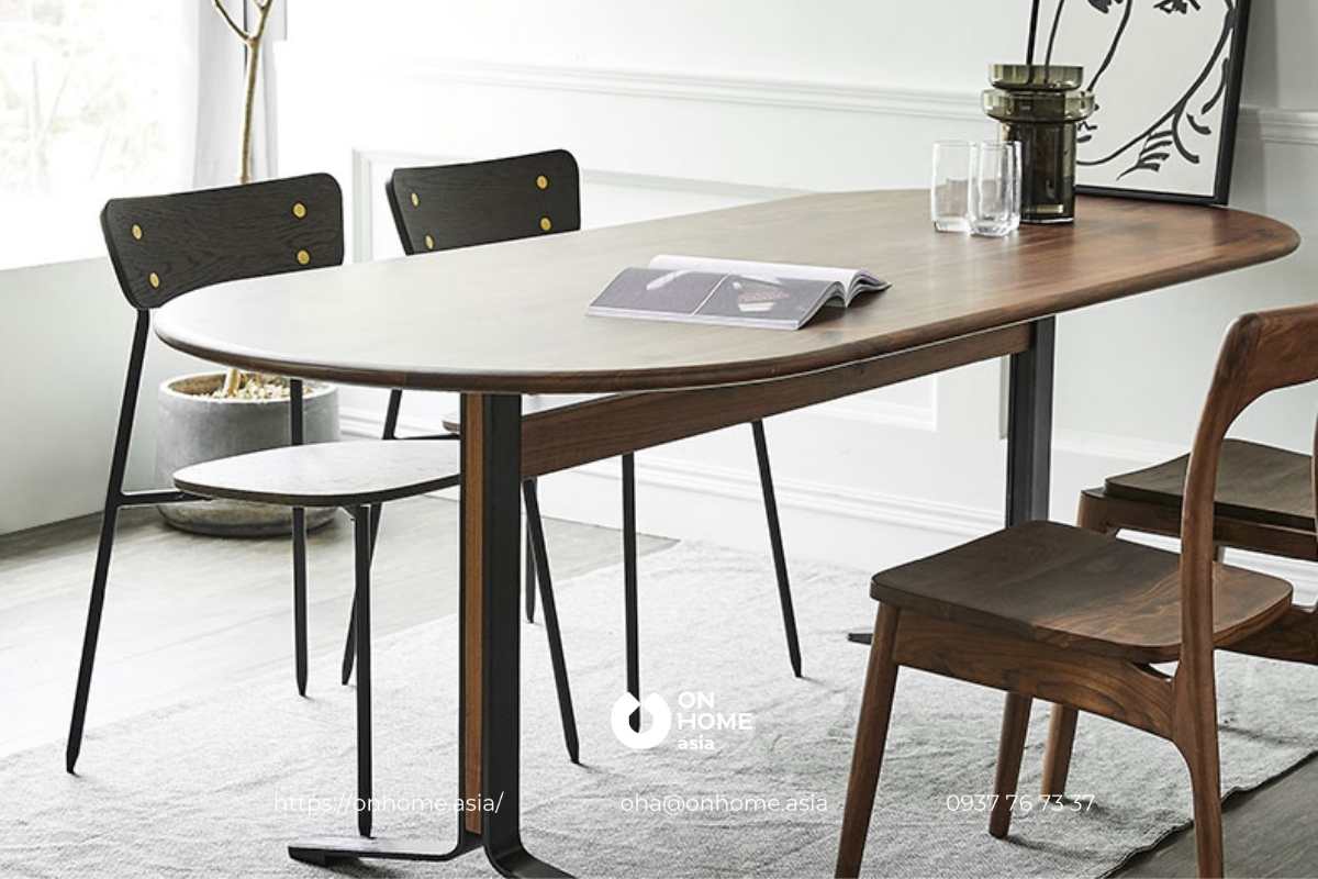 Bộ bàn ăn gỗ Óc Chó thiết kế lạ mắt