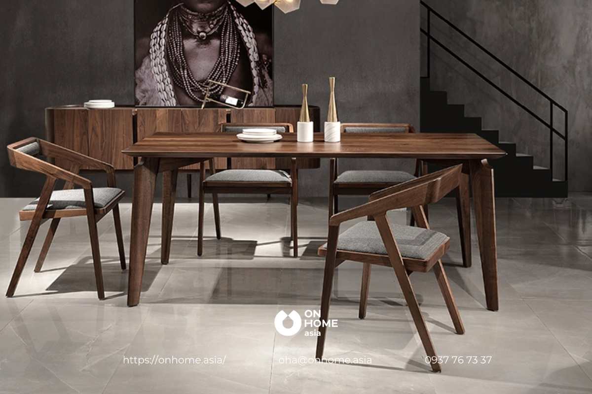 Bàn ghế ăn gỗ Óc Chó hiện đại, đơn giản