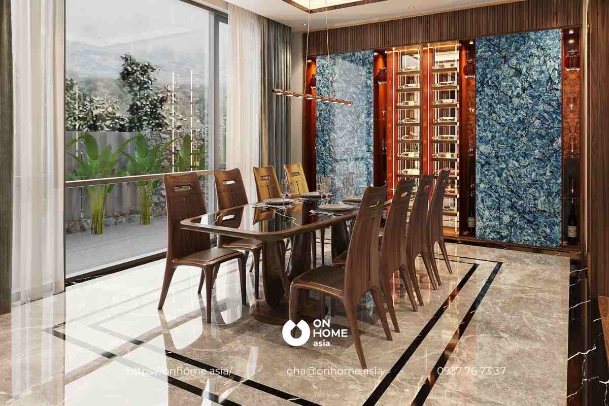 Bộ bàn ghế ăn gỗ Óc Chó 8 ghế sang trọng