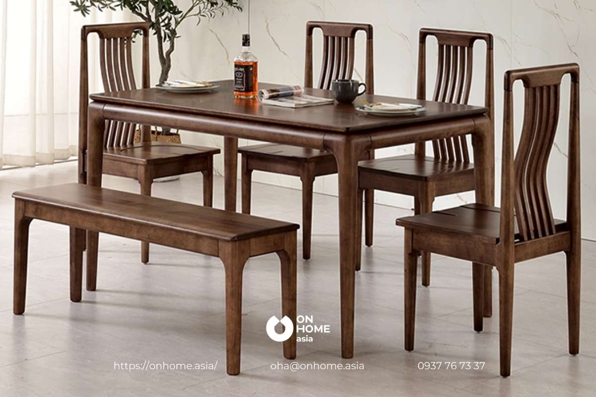 Bộ bàn ăn gỗ Óc Chó sang trọng