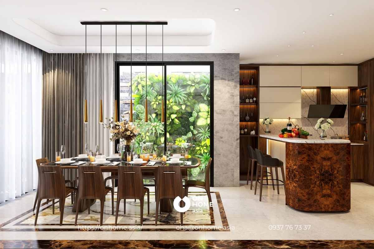 Bộ bàn ăn gỗ Óc Chó 8 ghế sang trọng