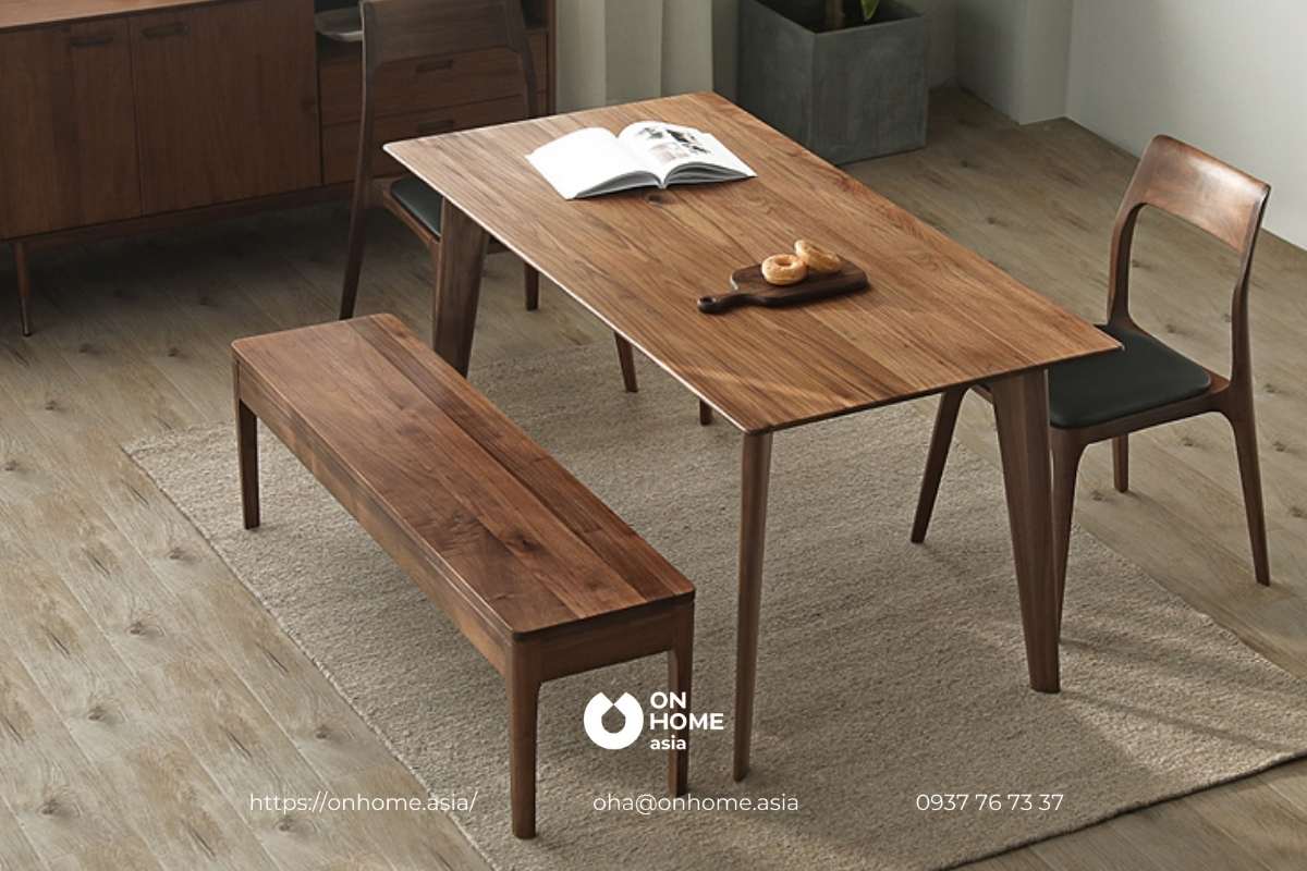 Bàn ăn bằng gỗ Óc Chó đơn giản