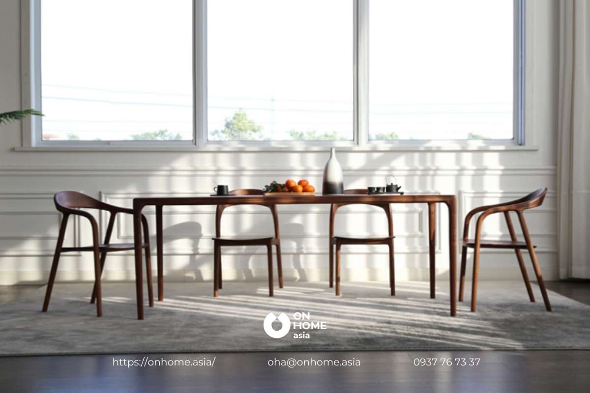 Bộ bàn ăn gỗ Óc Chó phong cách Bắc Âu