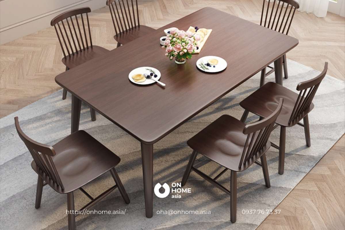 Bộ bàn ăn 6 ghế gỗ Óc Chó