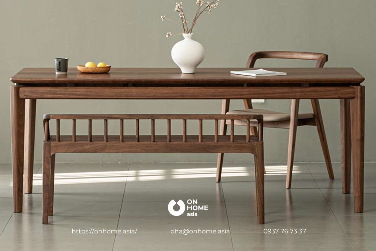 Bàn ăn gỗ Óc Chó đơn giản