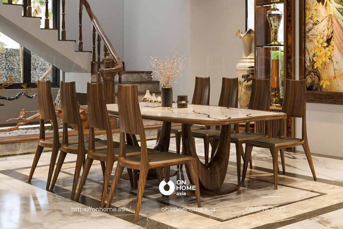 Bộ bàn ăn gỗ Óc Chó sang trọng