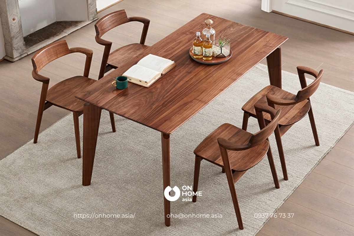 Bộ bàn ăn gỗ Óc Chó nguyên tấm