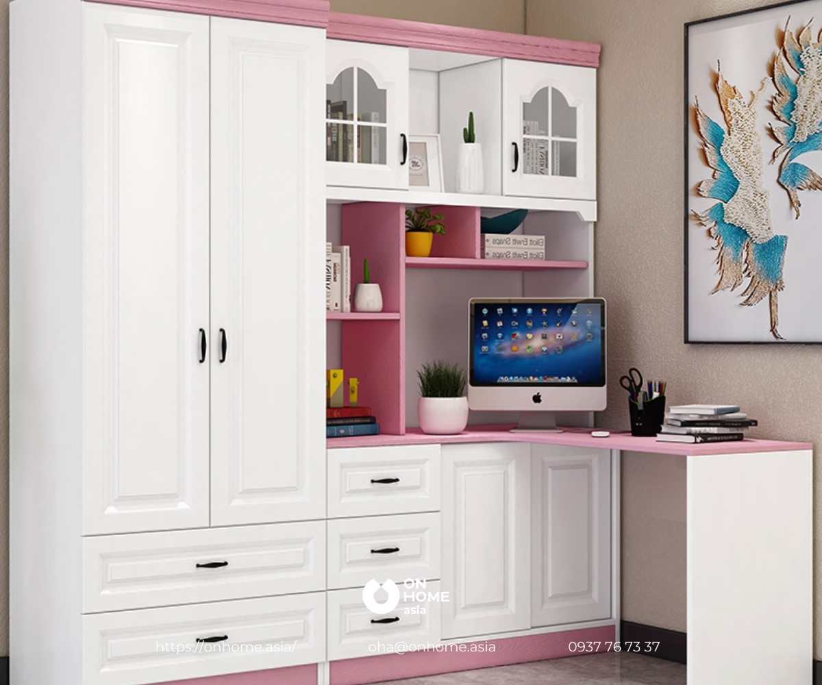 Bàn học sinh đôi có giá sách đẹp