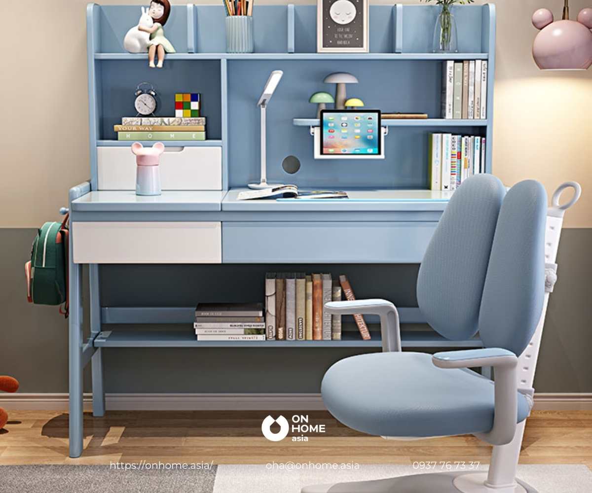 Bàn học trẻ em màu xanh đẹp