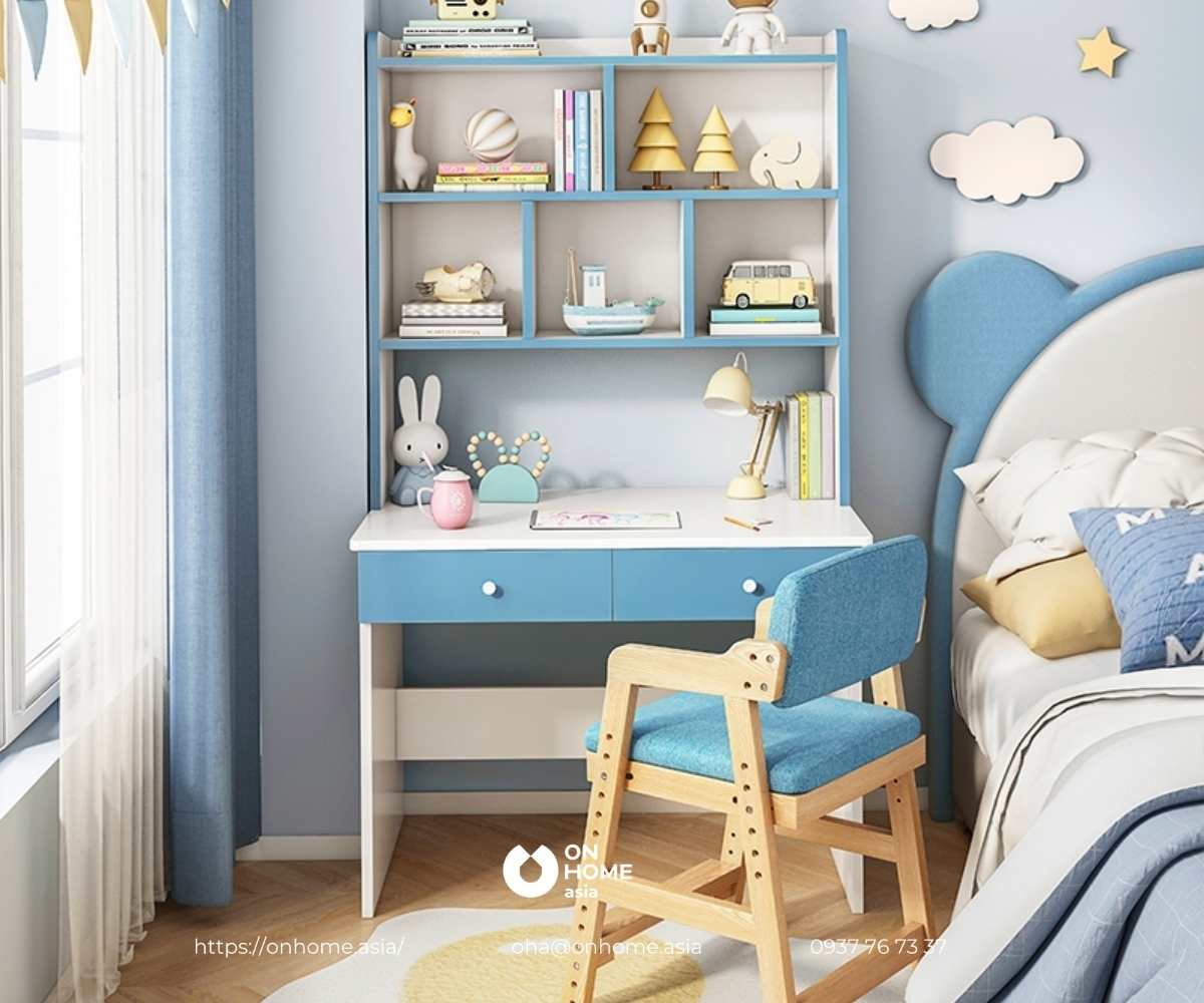 Bàn học cho bé gái màu xanh&nbsp;
