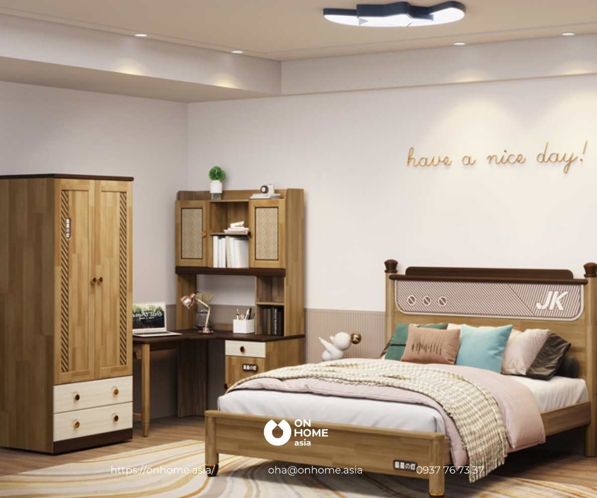 Bàn học có kèm giá sách đẹp cho bé trai