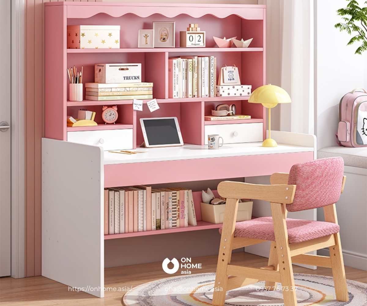 Bàn học dành cho bé gái đẹp, hiện đại