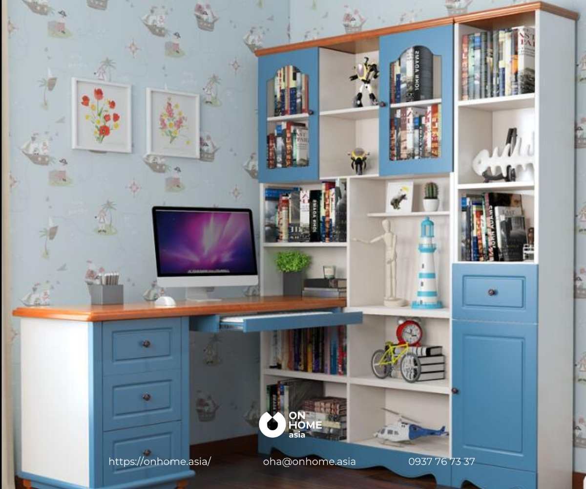 Mẫu bàn học đôi cho 2 bé trai đẹp