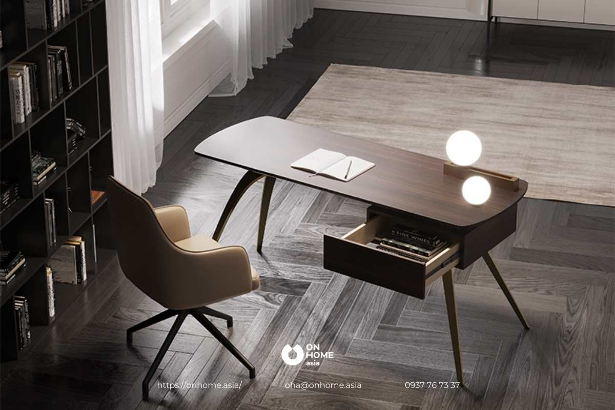 Bàn làm việc gỗ tự nhiên nhỏ gọn