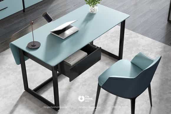 Bàn làm việc màu xanh hiện đại 