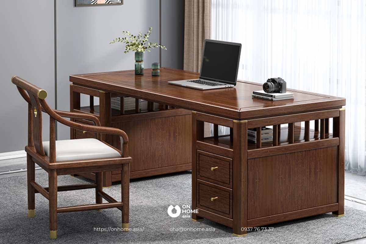 Bàn làm việc văn phòng gỗ tự nhiên