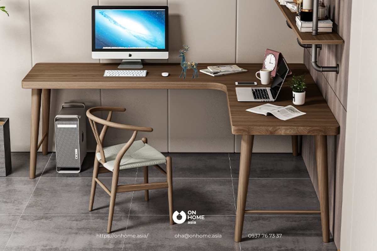 Bàn làm việc chữ L bằng gỗ công nghiệp cao cấp