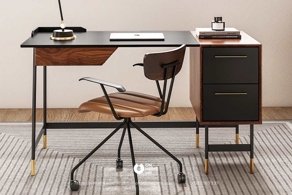 Bàn làm việc gỗ chân sắt đẹp