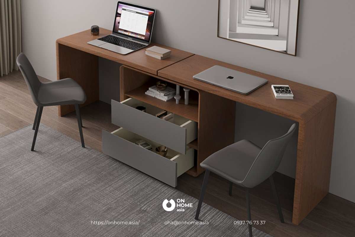 Bàn làm việc thông minh bằng gỗ tự nhiên