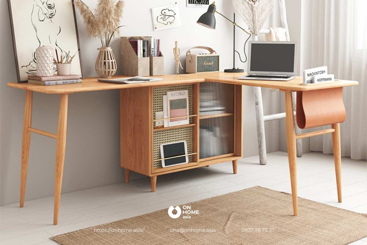Bàn làm việc thông minh đa năng bằng gỗ tự nhiên