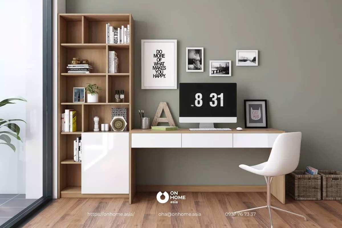 Bàn làm việc kết hợp giá sách