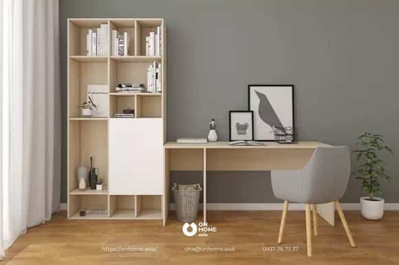 Bàn làm việc kết hợp kệ sách