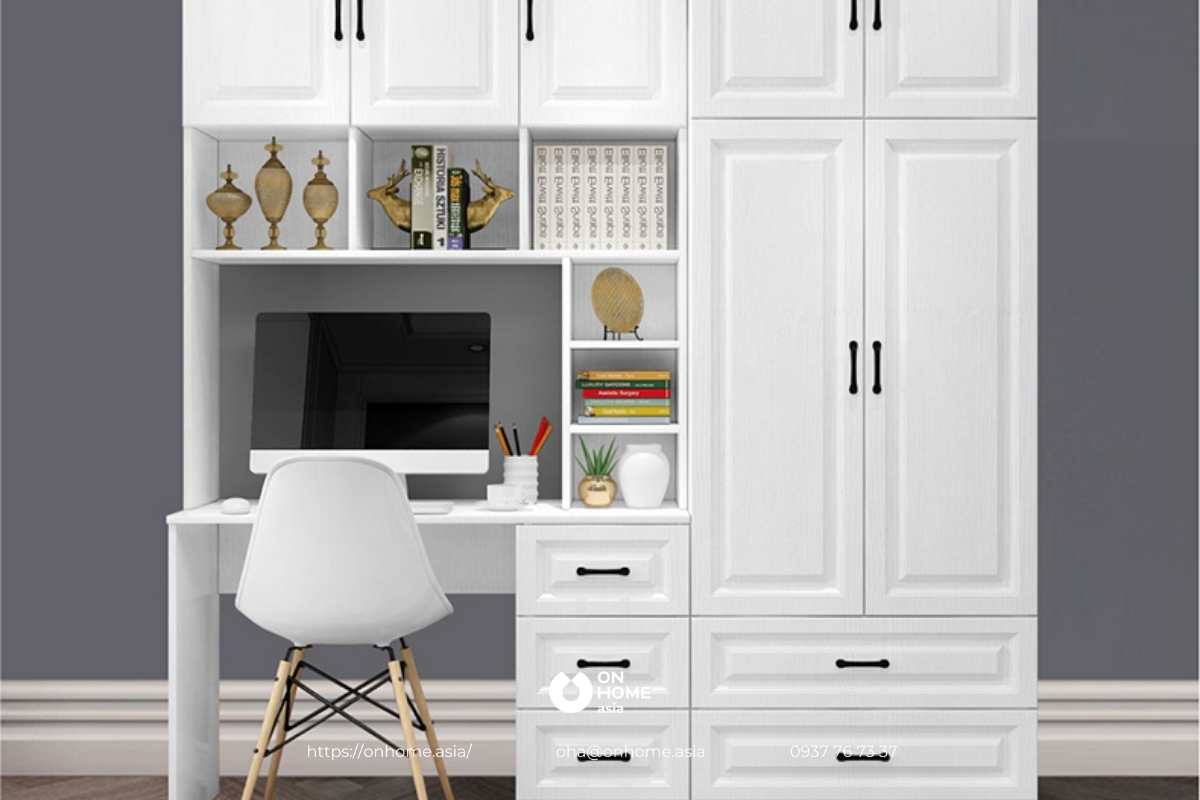 Bàn làm việc kết hợp tủ quần áo