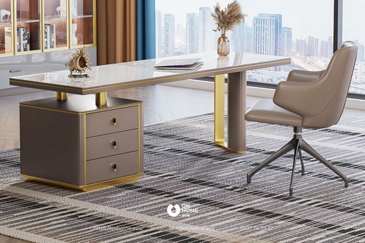 Bàn làm việc mặt đá cao cấp nhập khẩu