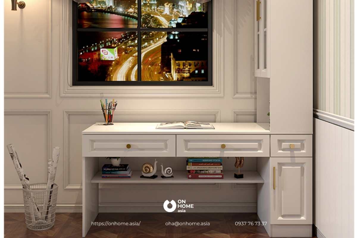 Bàn làm việc màu trắng đẹp