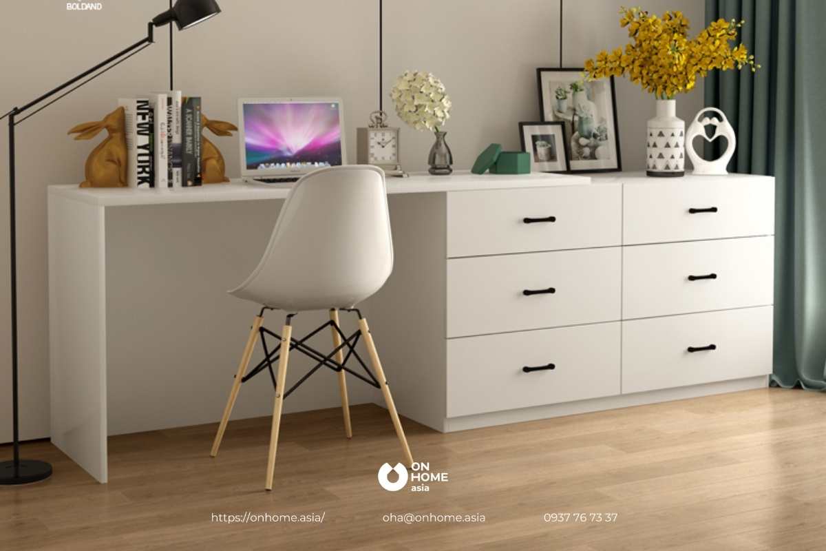 Bàn làm việc màu trắng cao cấp