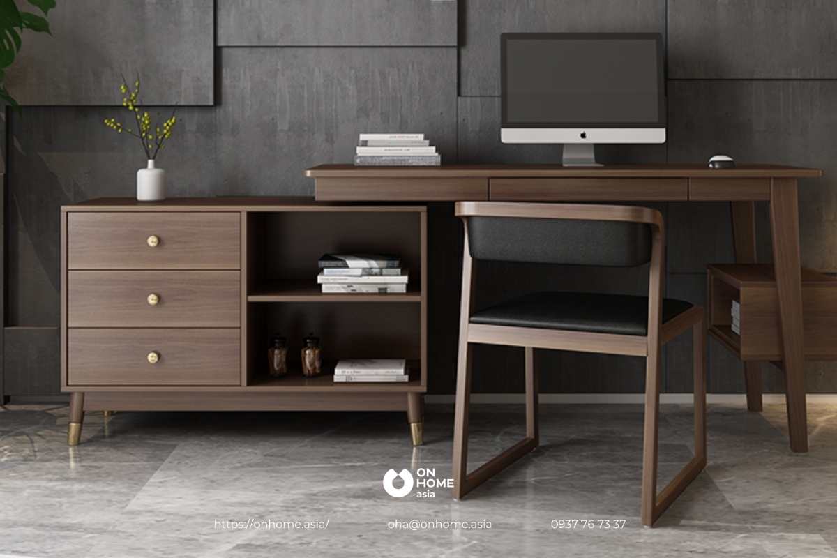 Bàn làm việc gỗ tự nhiên sang trọng