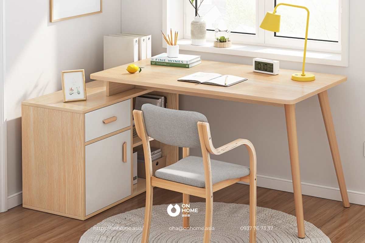 Bàn làm việc kèm giá sách đa năng