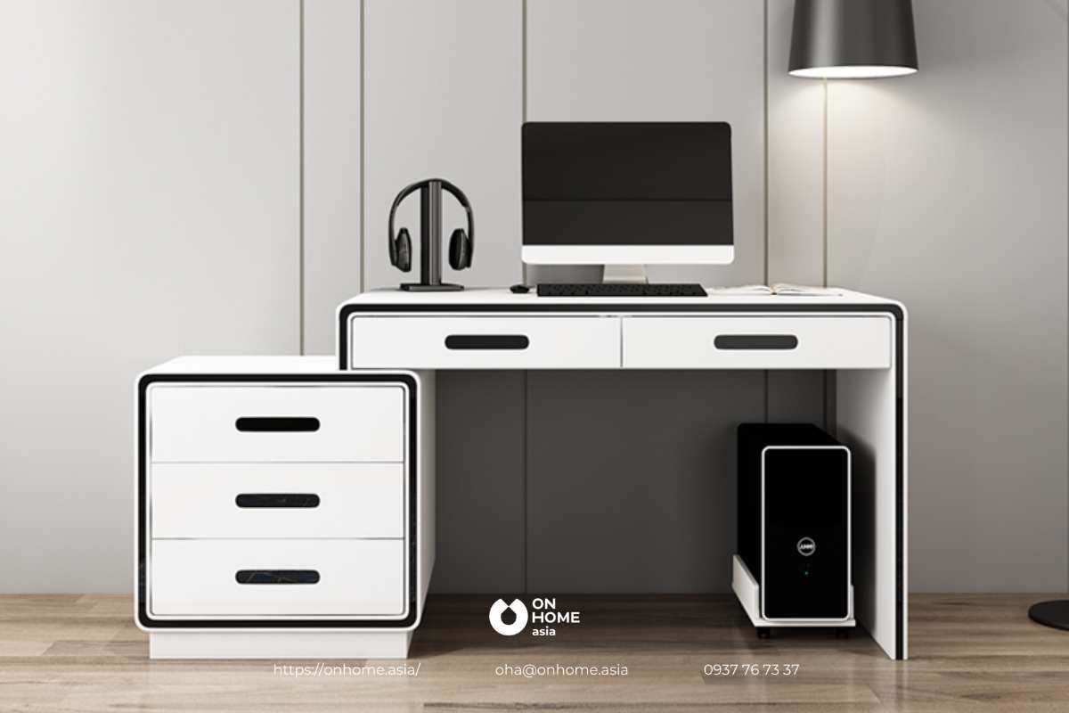 Bàn làm việc 1m5 màu trắng đẹp