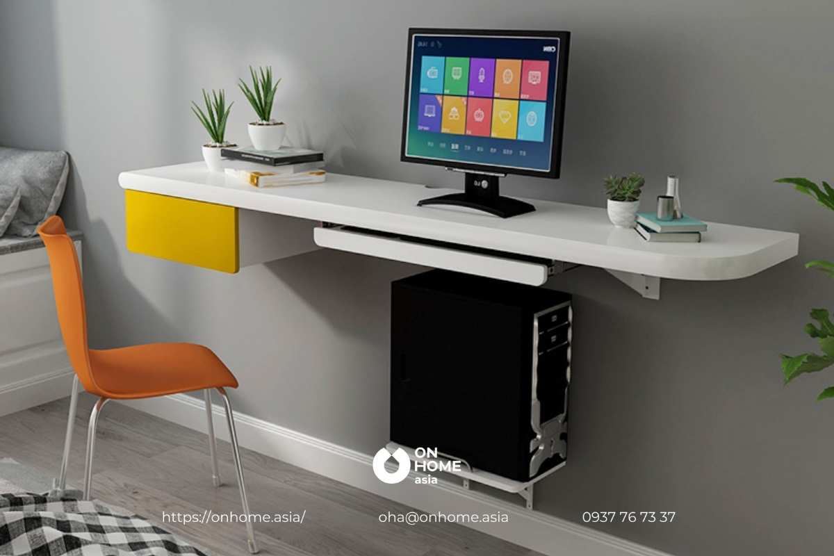Bàn làm việc đa năng treo tường màu trắng