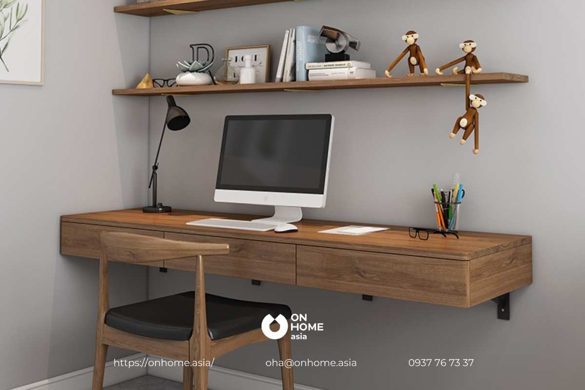 Mẫu bàn làm việc treo tường bằng gỗ cao cấp