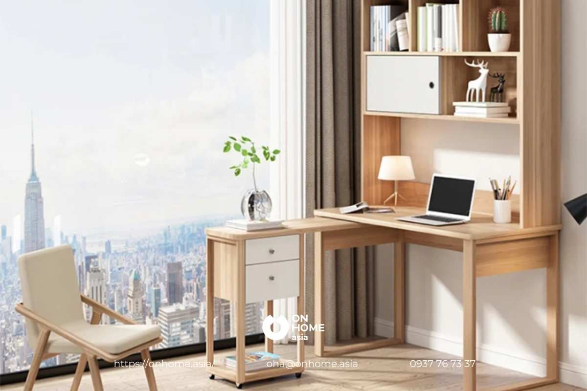 Bàn làm việc gấp gọn bằng gỗ công nghiệp