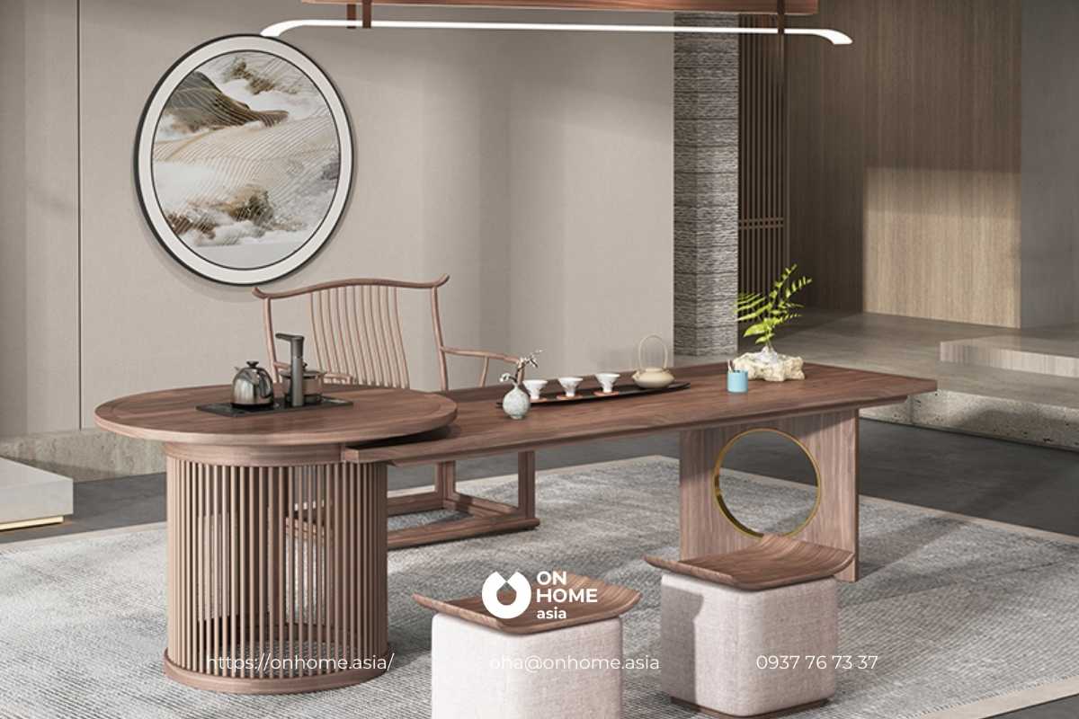 Bàn uống trà gỗ Óc Chó thiết kế truyền thống
