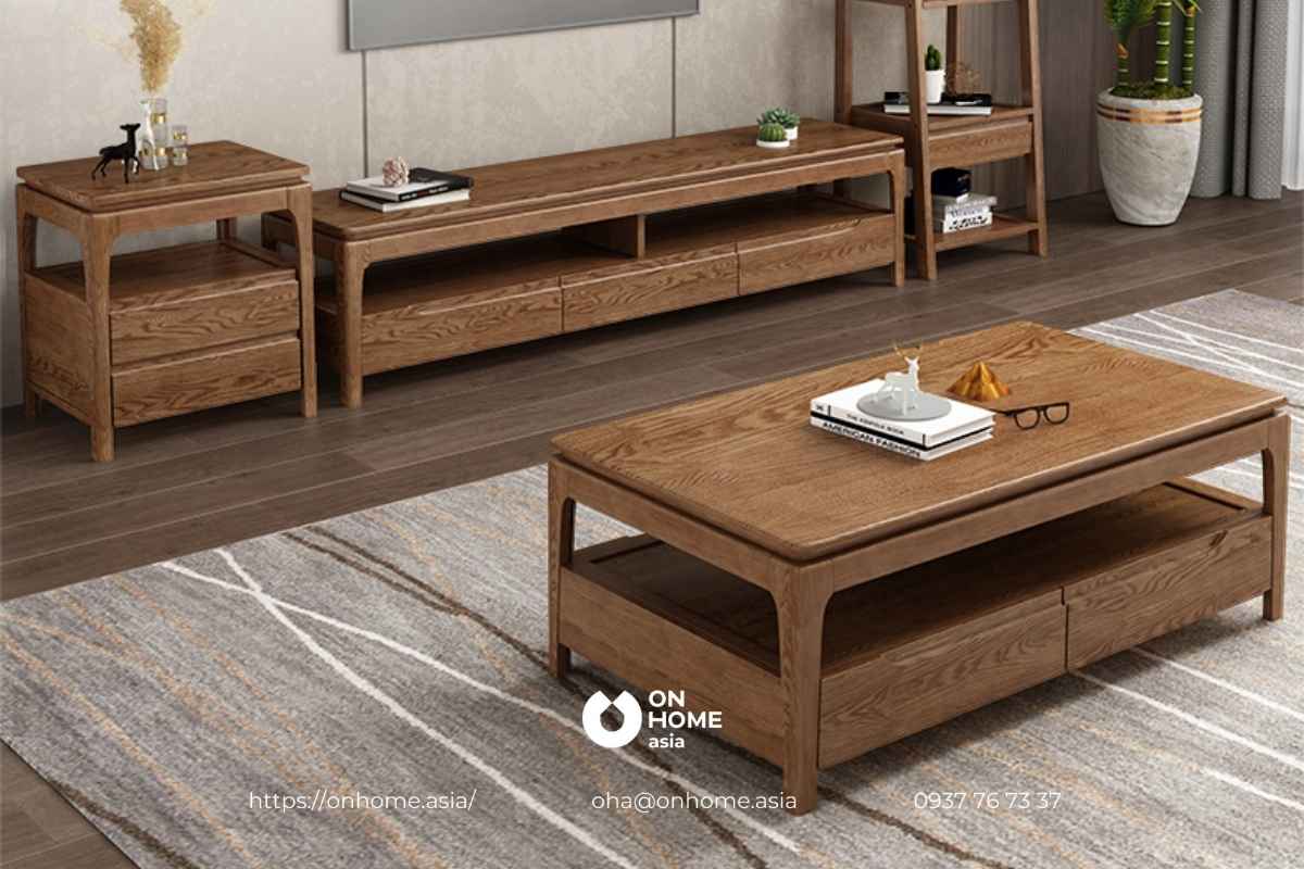 Mẫu bàn cà phê gỗ Óc Chó tinh tế đẹp