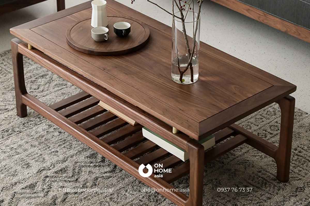 Bàn trà bằng gỗ Óc Chó hiện đại đơn giản
