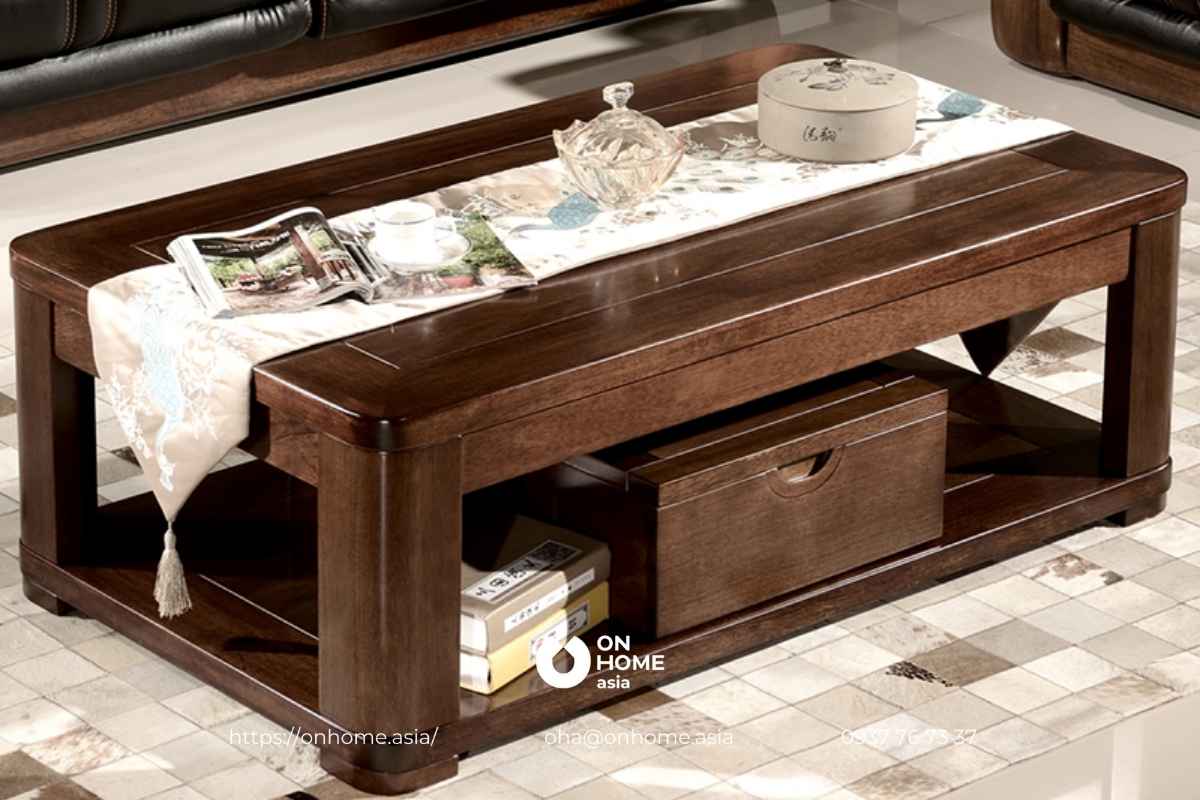 Mẫu bàn trà gỗ Óc Chó hiện đại, thanh lịch