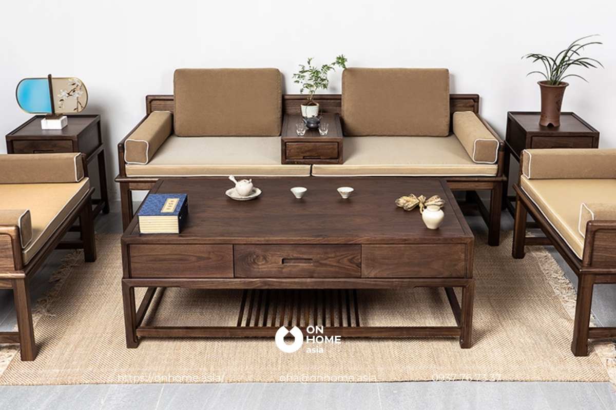 Mẫu bàn trà gỗ Óc Chó đơn giản