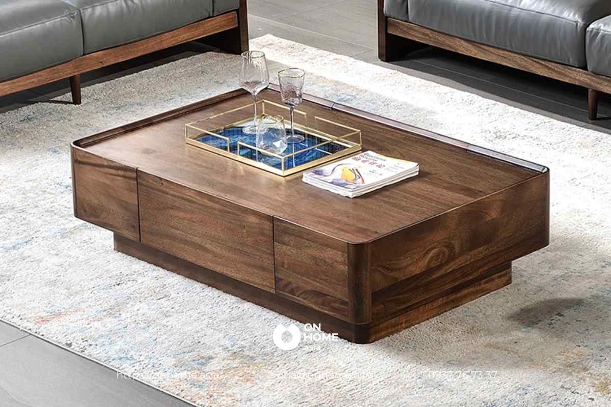 Mẫu bàn trà gỗ Óc Chó gầm thấp đẹp