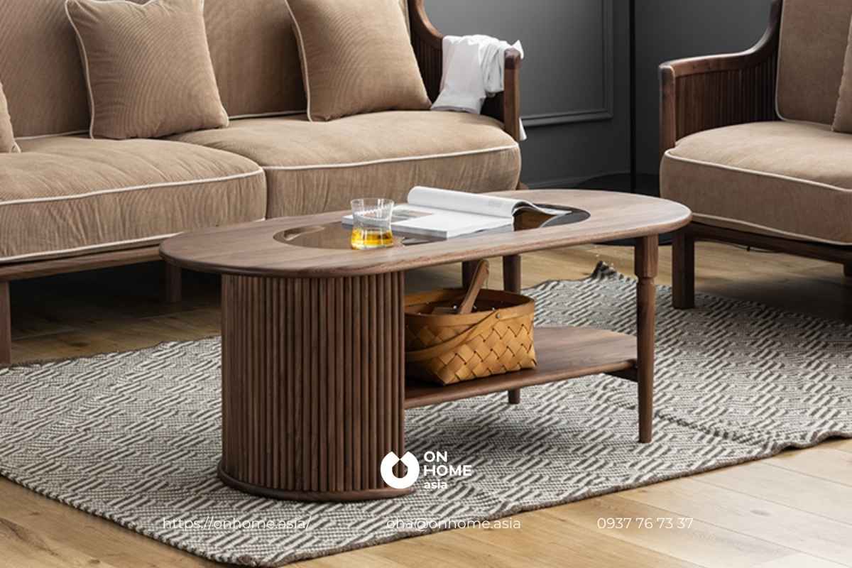 Bàn trà bằng gỗ Óc Chó thiết kế đẹp