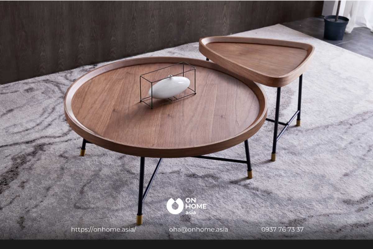 Bàn trà gỗ Óc Chó thiết kế độc đáo, đẹp mắt