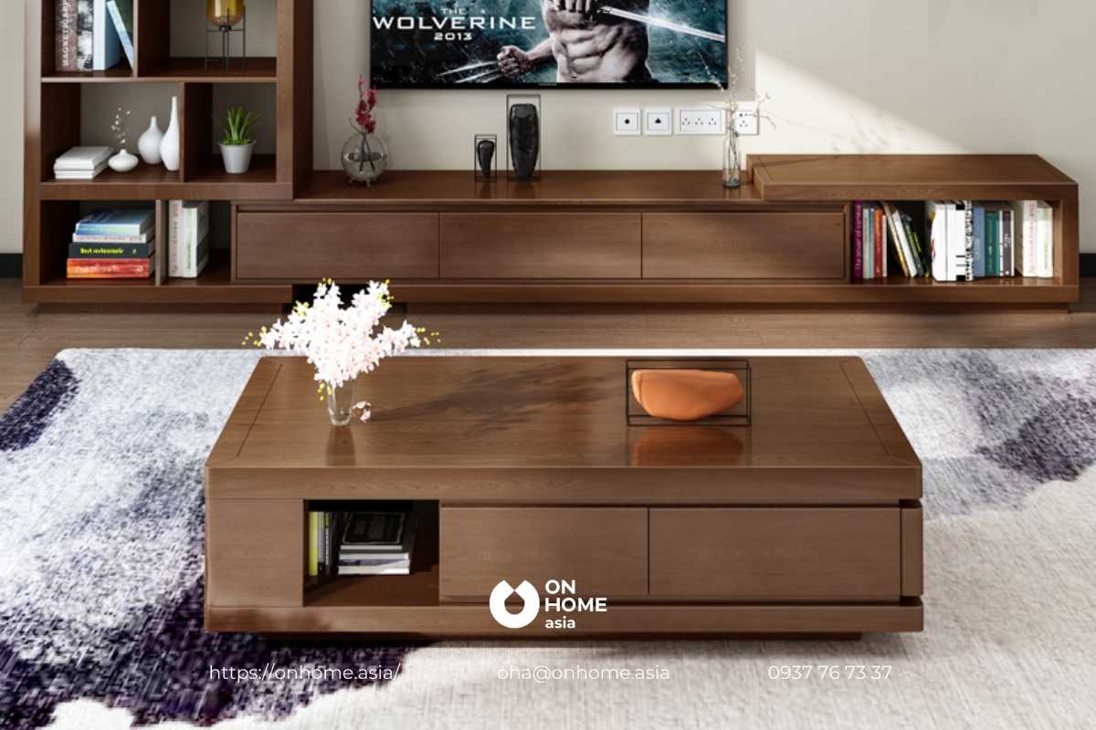 Mẫu bàn trà gỗ Óc Chó gầm thấp đẹp