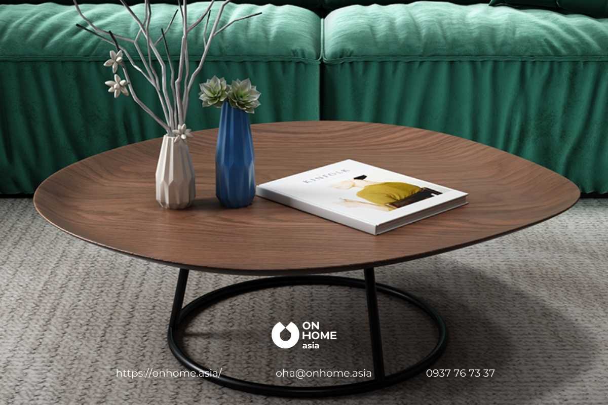 Bàn trà gỗ Óc Chó hình chiếc lá đẹp