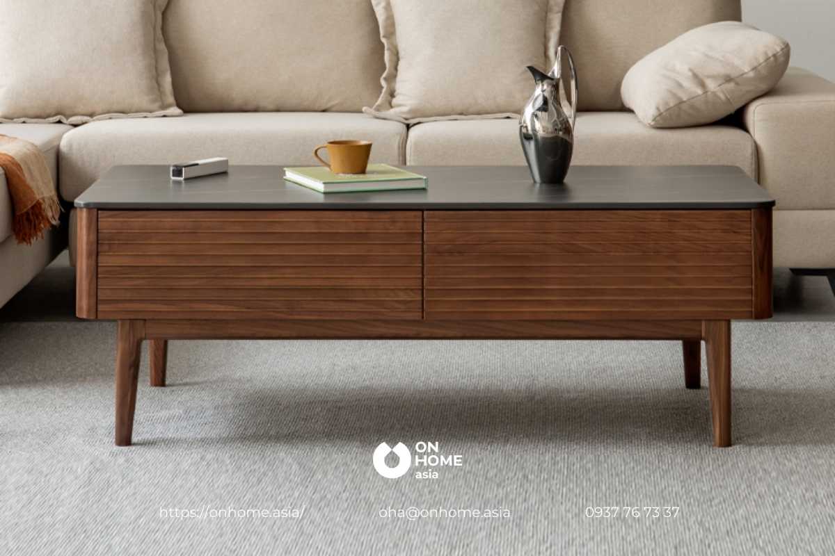 Mẫu bàn cà phê gỗ Óc Chó hiện đại, thanh lịch